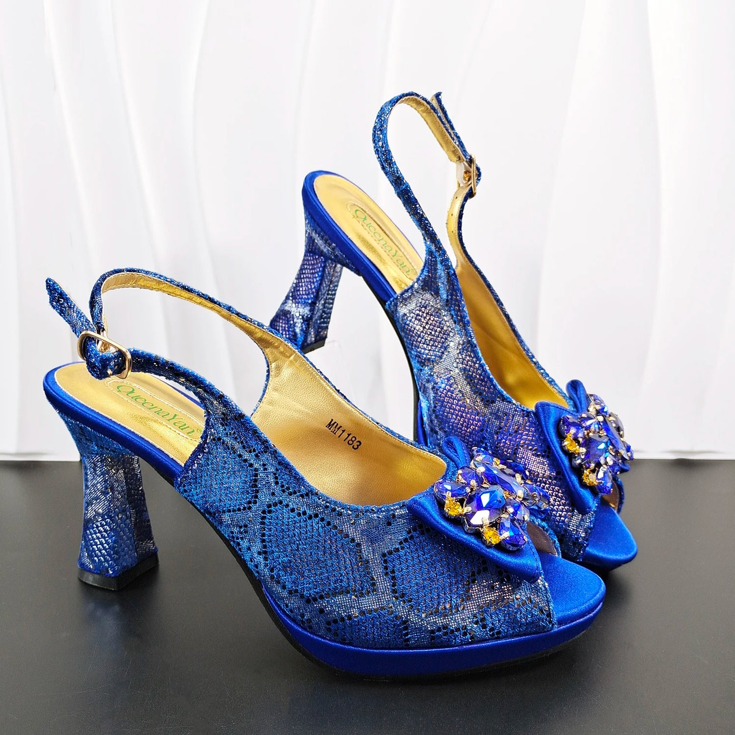 INS Purple Rhinestone-Embellished and Colorful Striped Design Party Wedding Peep Toe Bigger Size Ladies High Heels and Bag Set