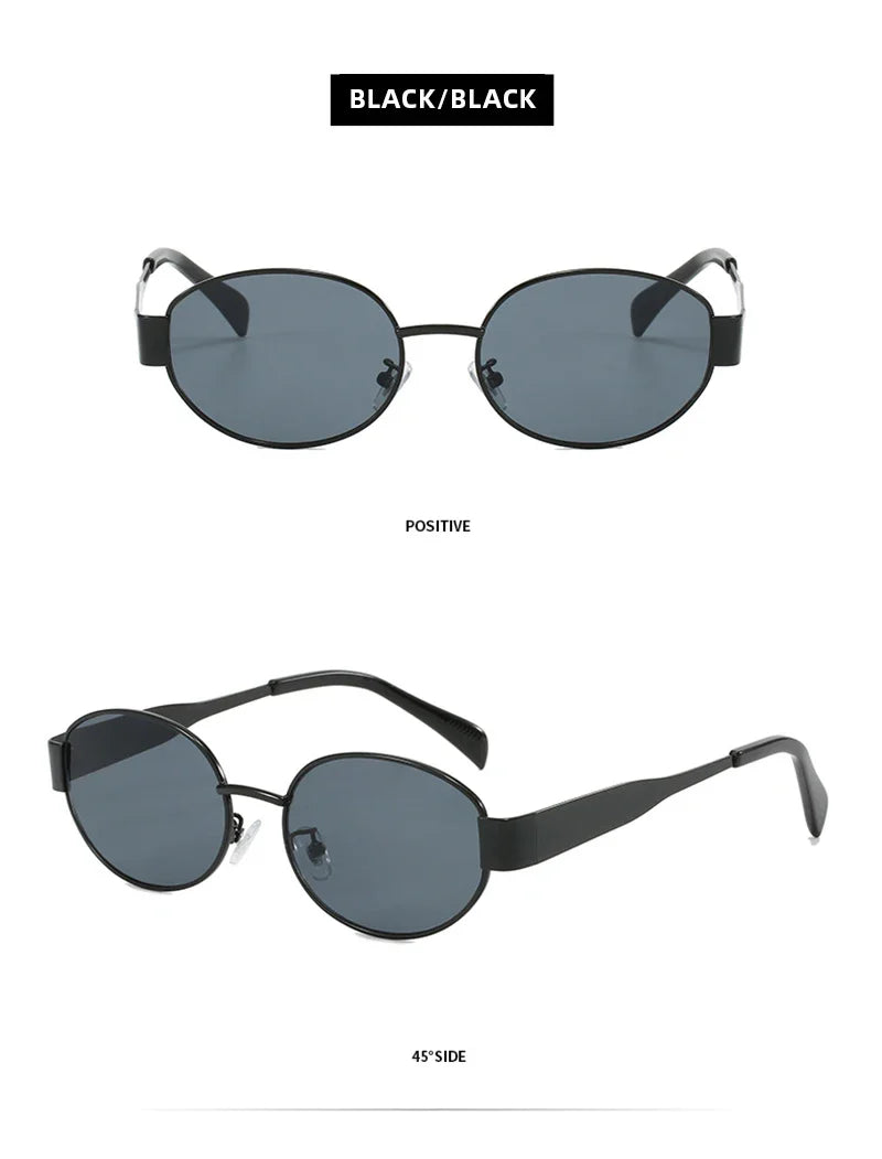 Luxury Small Oval Sunglasses Men Women Brand Design Metal Round Sun Glasses Classic Reto Casual Driving Shades