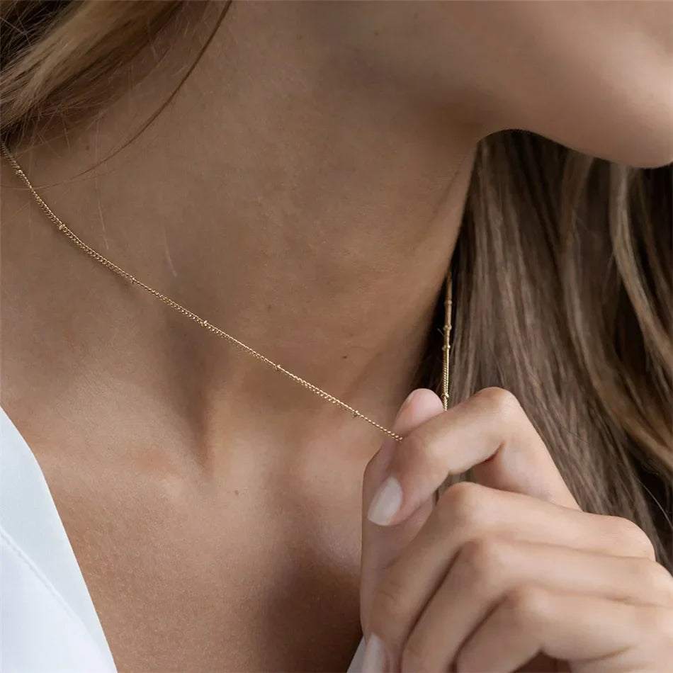Gold Color Stainless Steel  Chain Choker Necklace Women Chain Necklace Sets for Women gift