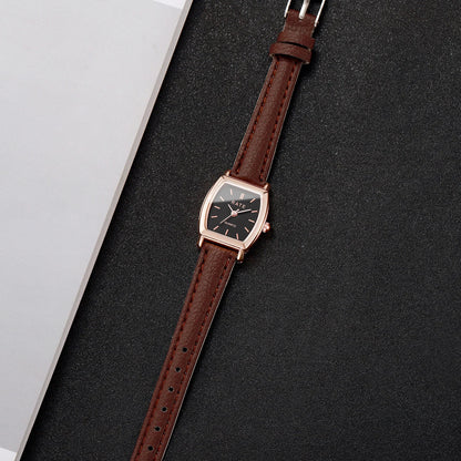 2PCS Fashion Leather Strap Quartz Wristwatches Set With Heart Bracelet Casual Simple Dial For Ladies Clock(Without Box)