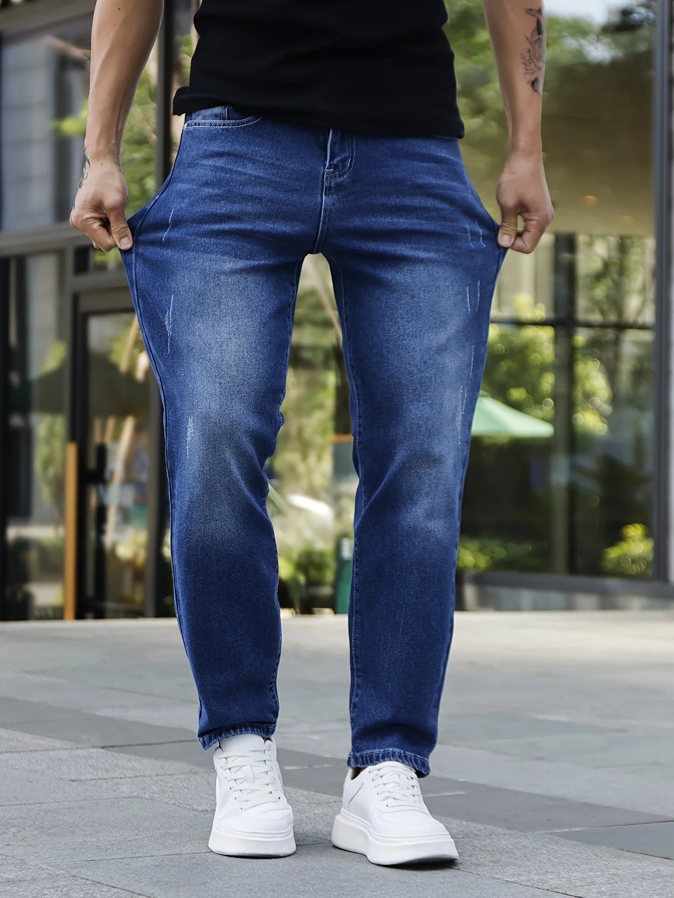 Men's Four-Season Casual Versatile Blue Skinny Stretch Jeans 2026 New Spandex Basics versatile Pants Standard Size Men's Trousers