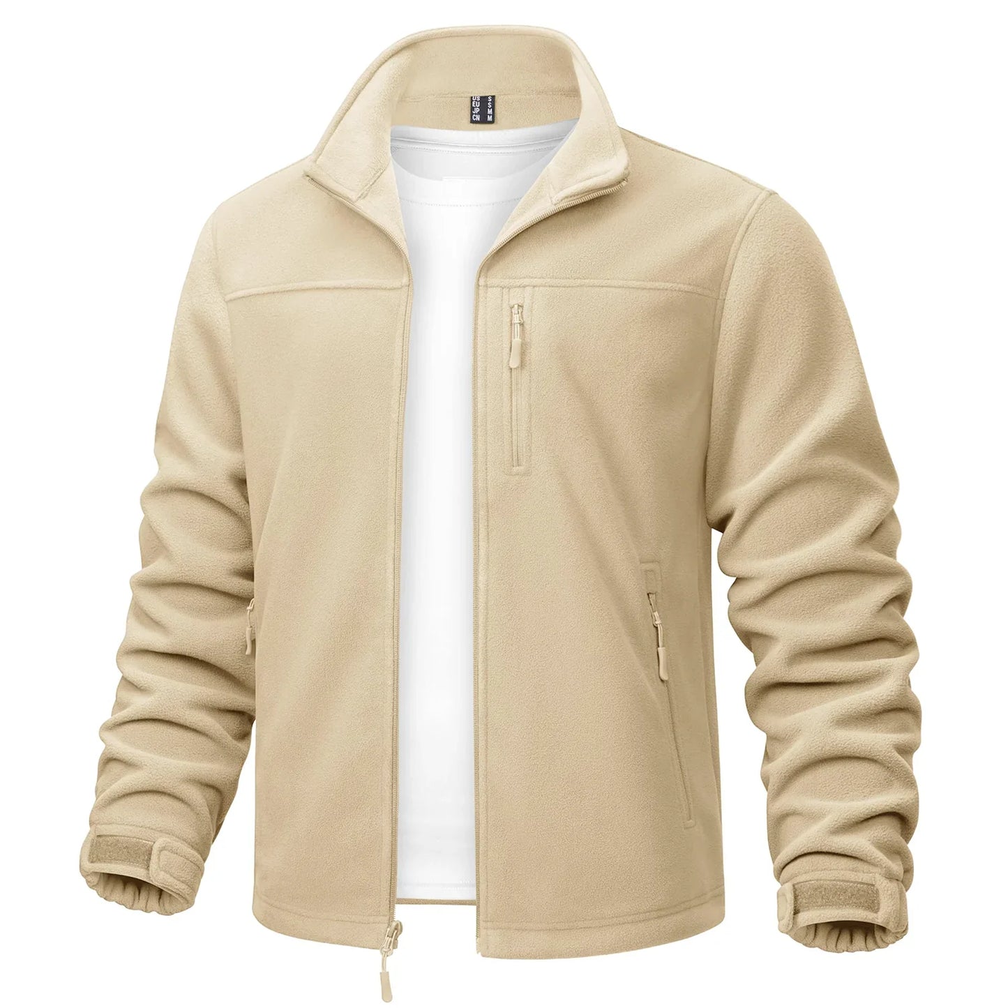 Stand Collar Fleece Jackets Mens Thermal Warm Full Zip Work Jacket Outdoor Trekking Hiking Jackets Windbreaker