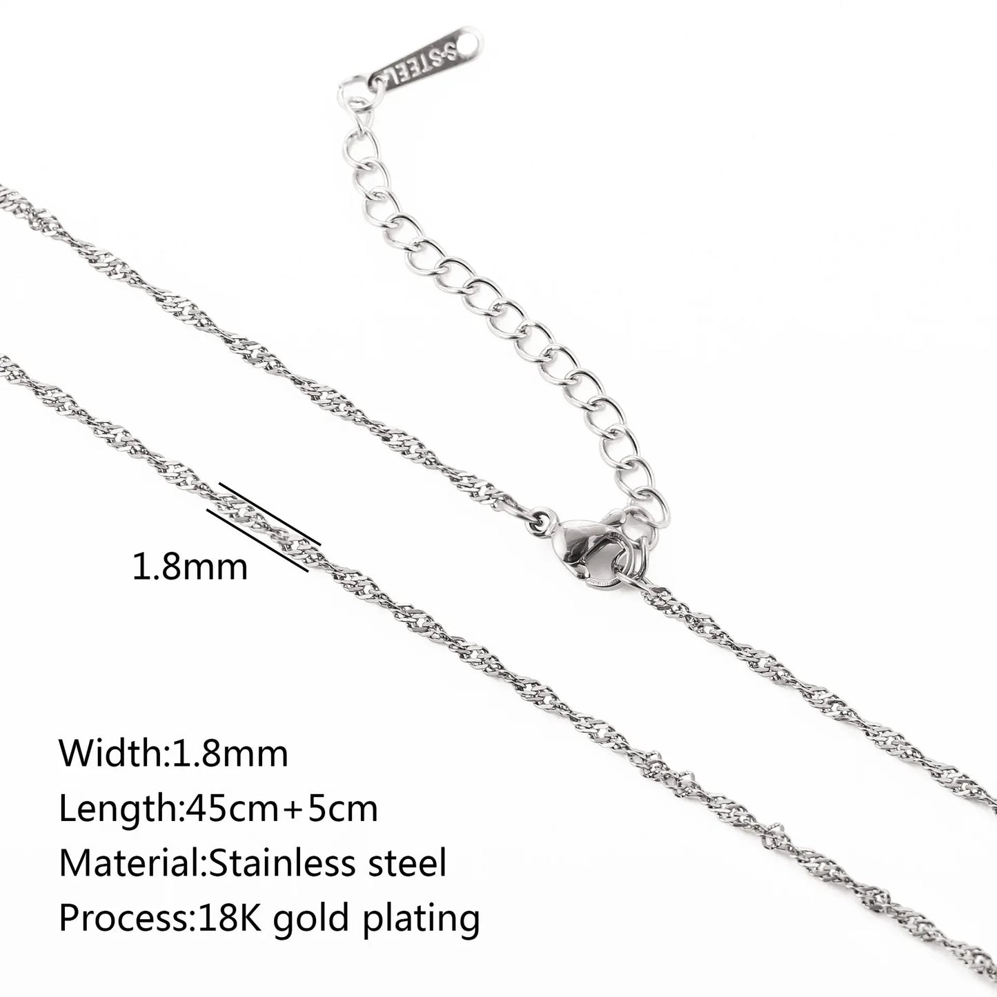 5Pcs/Lot Stainless Steel Bead Rope Link/Cuban/Paperclip Links Snake Chain Necklace Diy Women Jewelry 18K Gold Color Neck Chains