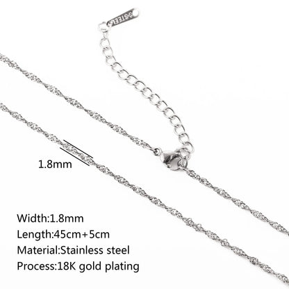 5Pcs/Lot Stainless Steel Bead Rope Link/Cuban/Paperclip Links Snake Chain Necklace Diy Women Jewelry 18K Gold Color Neck Chains