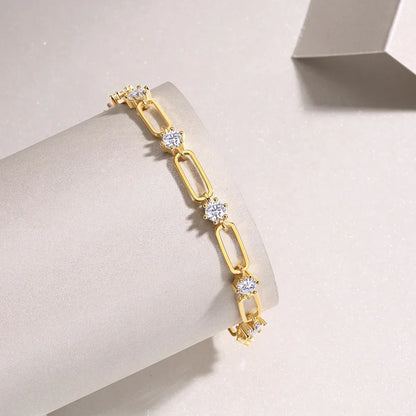 4mm Moissanite Bracelet For Women 18K Gold Plated 925 Silver D Color Lab Created Diamond Bracelet Anniversary Gift