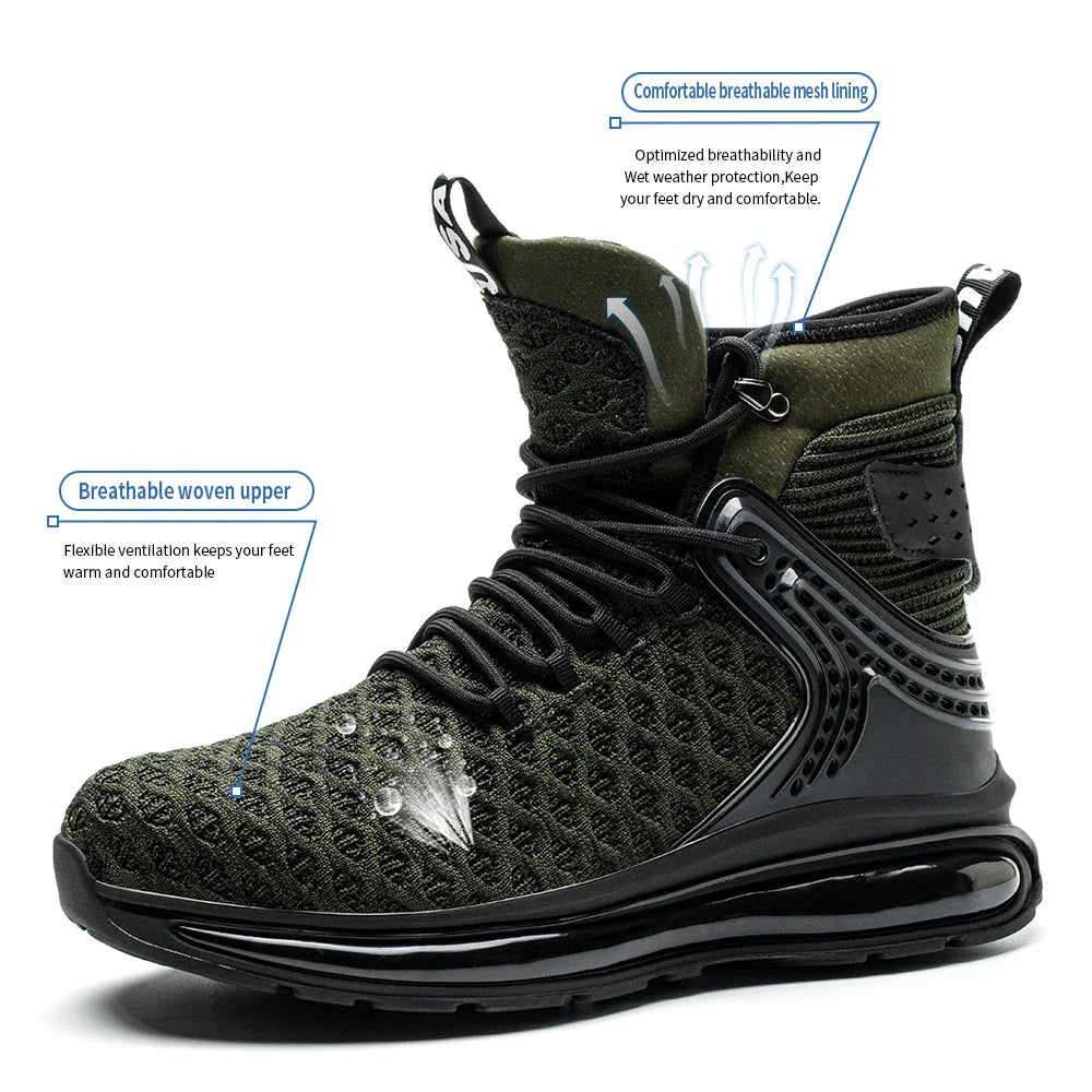 Breathable Men Work Safety Shoes Anti-smashing Steel Toe Cap Working Boots Construction Indestructible Work Sneakers Men Shoes