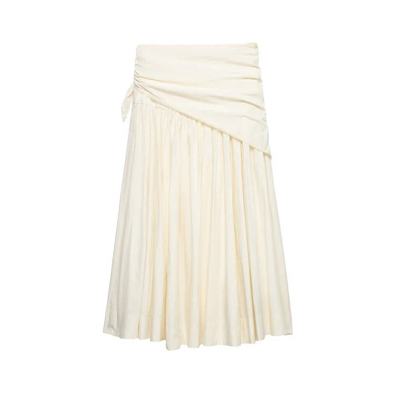 New Women's Hot Girl Style High-Waist A-Line Lace Scarf Decorated Mid-Length Dress 2026 Spring New Arrival
