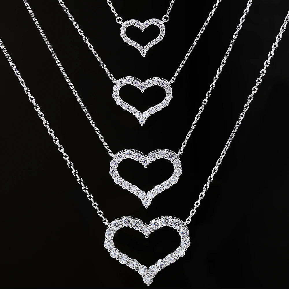 D Color Heart Shape Moissanite Diamond Jewelry Set for Women 925 Sterling Silver Pendant Necklace Stud Earrings Wedding Jewelry