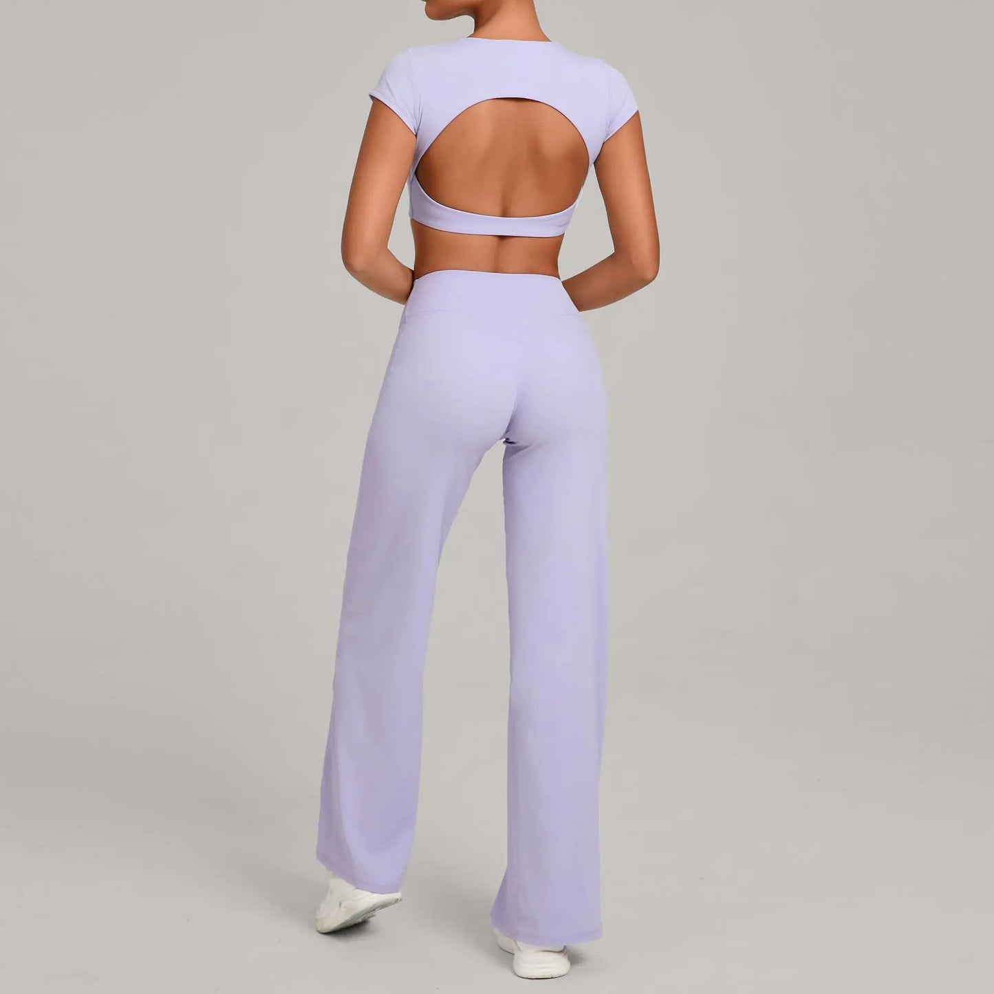 Tight-Fitting Backless Yoga Quick-Drying Straight-Leg Pants Sports Fitness Running Two-Piece Set for Women Gym Workout Yoga Suit