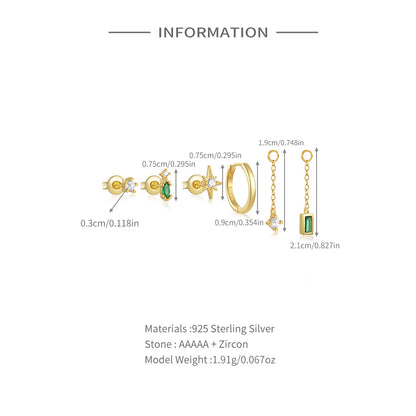 CANNER Set Double Layer Smooth Classic Hoop Earrings For Women 925 Sterling Silver Ins Flower Color Zircon Earrings Fine Jewelry