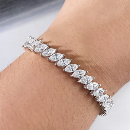 4x8MM D Color Marquise Cut Moissanite Bracelet 100% 925 Sterling Silver For Women Wedding Party Fine Jewelry