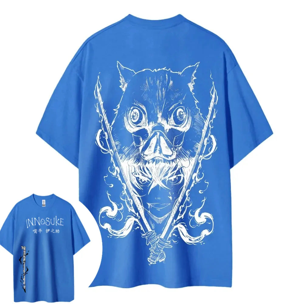 Demon Slayer Printed Short Sleeve Casual Summer Wear Men's Comfortable Clothing Men's Clothing Short Sleeve Half Sleeve Top