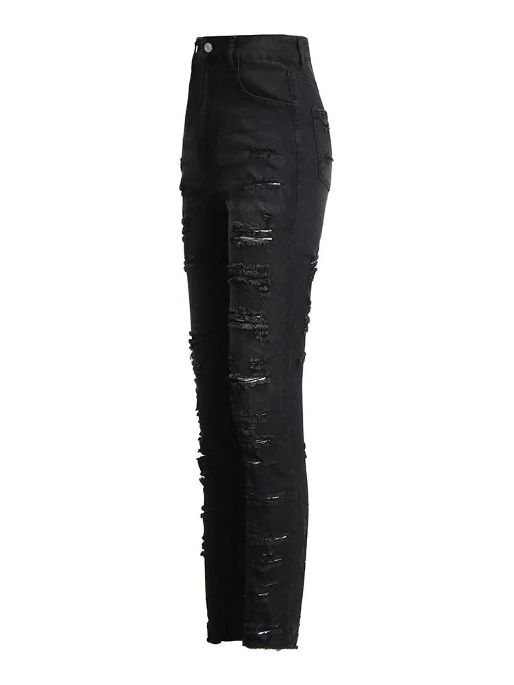 Women High Waist Patchwork Pocket Casual Slim Pencil Pants