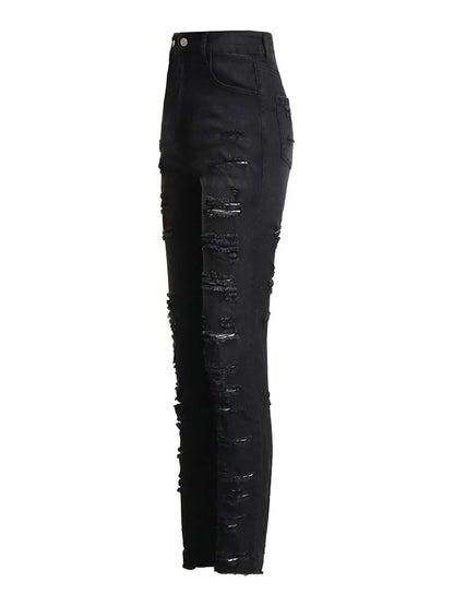 Women High Waist Patchwork Pocket Casual Slim Pencil Pants