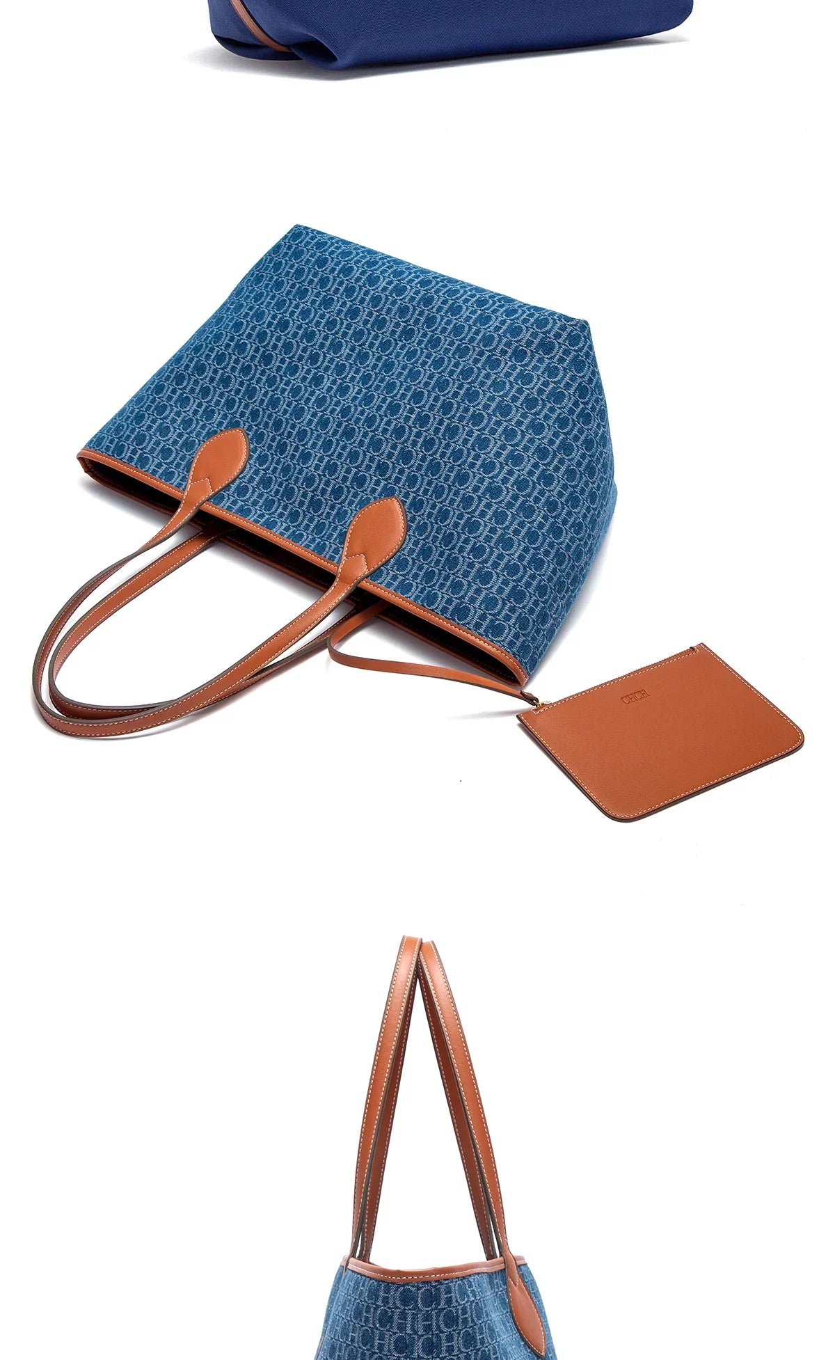 New Large Capacity Tote Bag Geometric Elegance Meets Dual-Tone Utility Versatile Double Sided Color Blocking Handbag