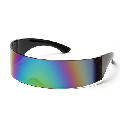 Futuristic Narrow Cyclops Visor Sunglasses Women Men Laser Eyeglasses UV400 Mirrored Lens Costume Party Eyewear Glasses