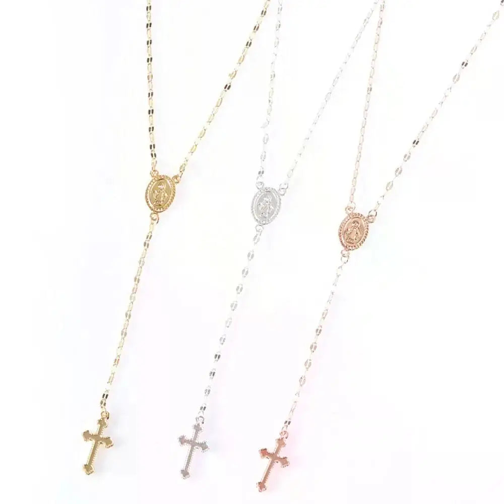 2026 New Fashion Vintage Christian Cross Bohemia Religious Rosary Pendant Necklace for Women Charm Fashion Jewelry Gifts