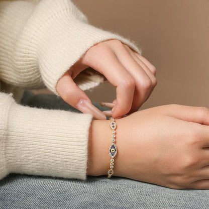 Charm Evil Eye Bracelet s925 Sterling Silver Laboratory Sapphire Adjustable Bracelets For Women Party Gift Fine Jewelry