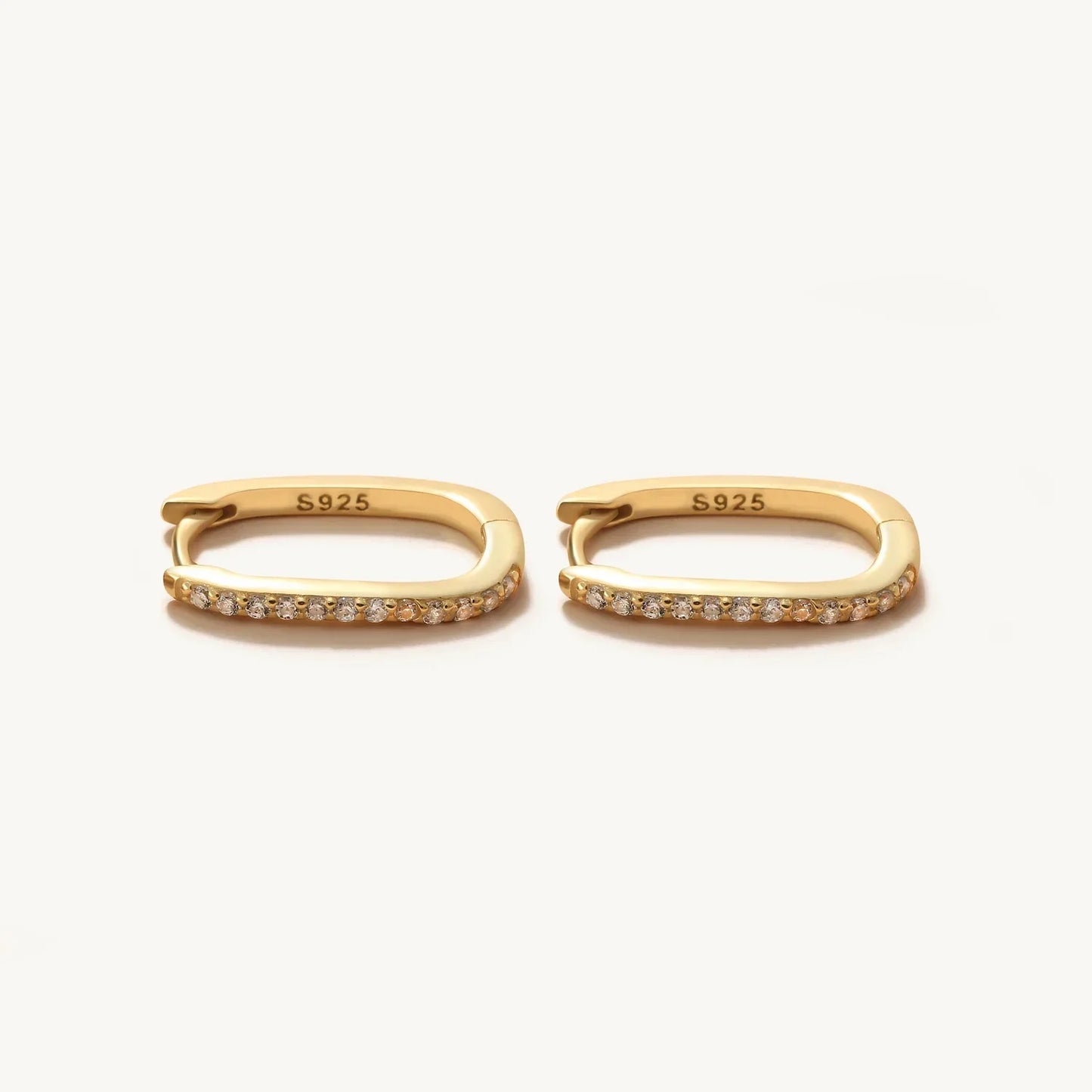 925 Sterling Silver Square Piercing Huggie Hoop Earrings for Women Simple Cubic Zirconia Earings Fine Jewelry Pendientes
