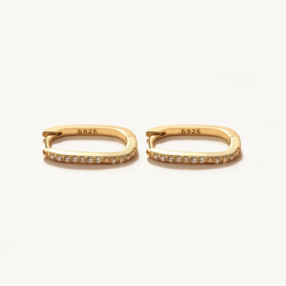 925 Sterling Silver Square Piercing Huggie Hoop Earrings for Women Simple Cubic Zirconia Earings Fine Jewelry Pendientes