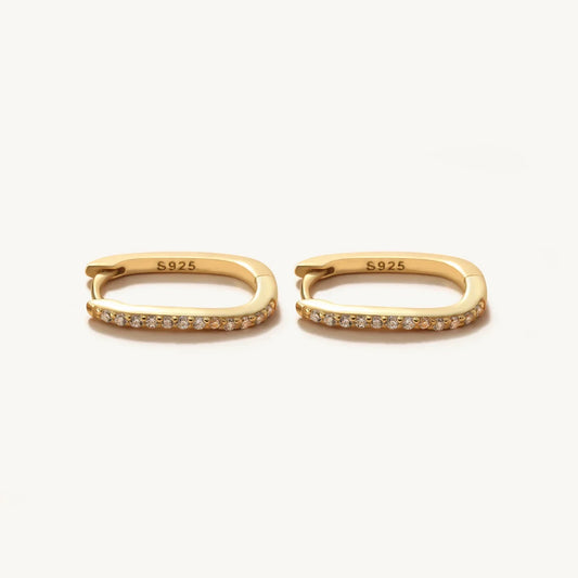 925 Sterling Silver Square Piercing Huggie Hoop Earrings for Women Simple Cubic Zirconia Earings Fine Jewelry Pendientes
