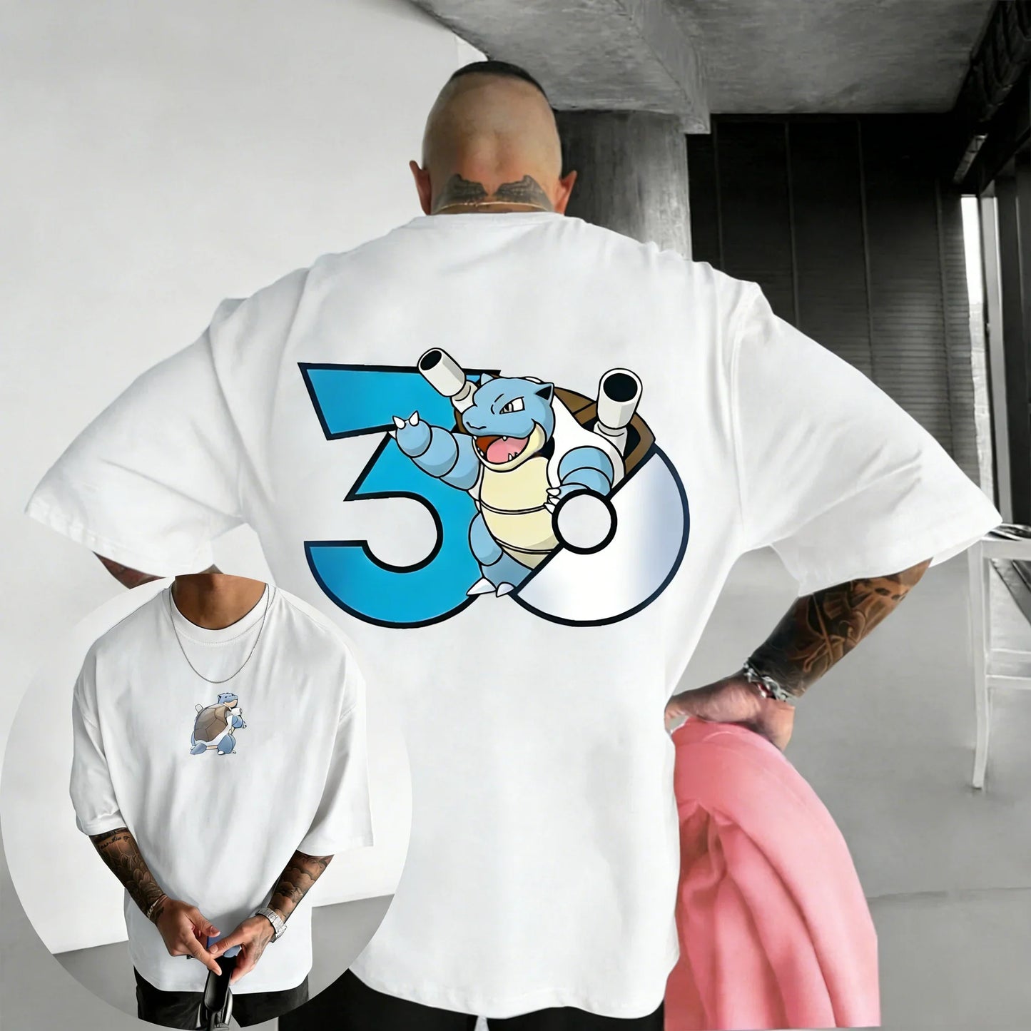 2026 30th Anniversary Blastoise Printed Cotton T-shirt Summer New Men's and Women's Loose Casual Hip Hop Trendy Short Sleeve Top