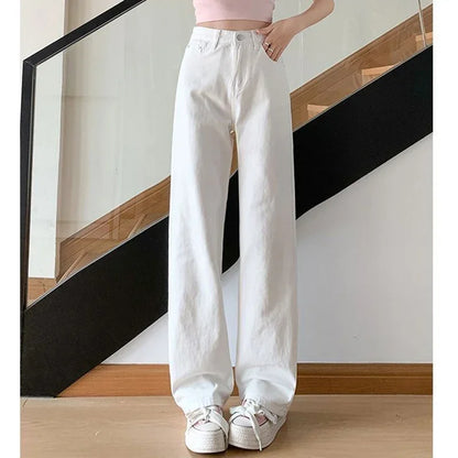 Classic White Straight Leg Jeans Pants