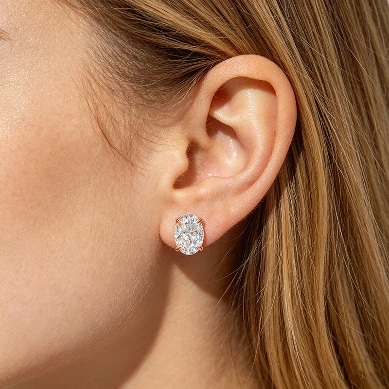 0.5-5CT Doveggs Moissanite Stud Earrings for Women Bridal Oval Cut Ear Jewelry Lab Diamond 100% S925 Sterling Silver