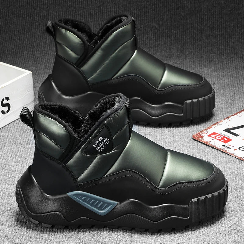 Winter shoes men's high top plush warm cotton shoes, high-quality and fashionable cold resistant outdoor cotton boots snow boots