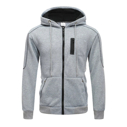 Men's Long Sleeve Zip Up Hoodie Casual Athletic Sweatshirt Hooded Jacket with Pockets Spring Fall Warm Fleece Lined Coat Outwear