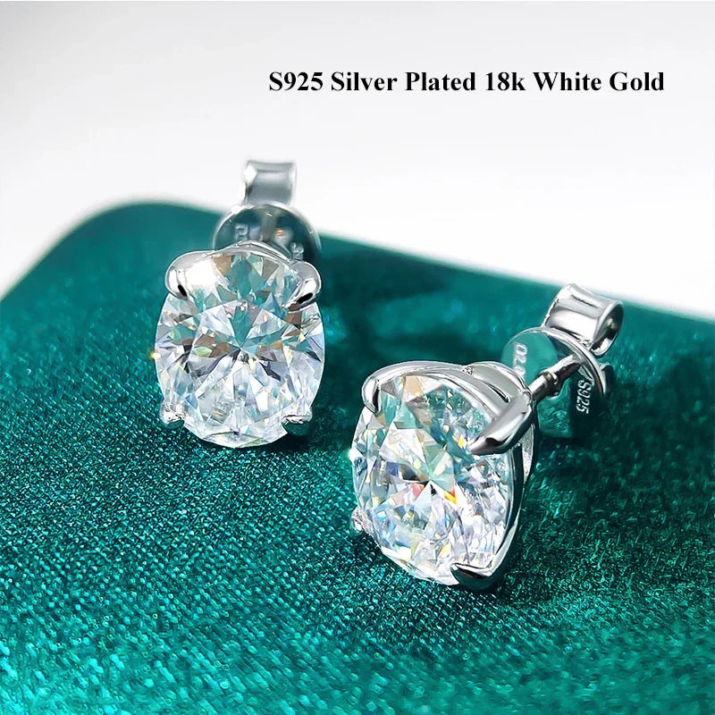 5*7mm Oval Cut Ruby Emerald Moissanite Stud Earrings Lab Grown For Women Man Unisex Gemstone Party 925 Silver Earring Gift