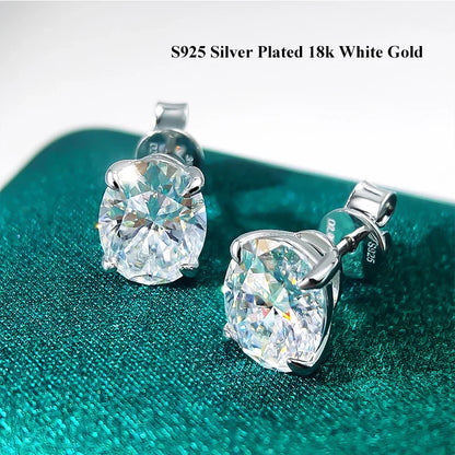 5*7mm Oval Cut Ruby Emerald Moissanite Stud Earrings Lab Grown For Women Man Unisex Gemstone Party 925 Silver Earring Gift