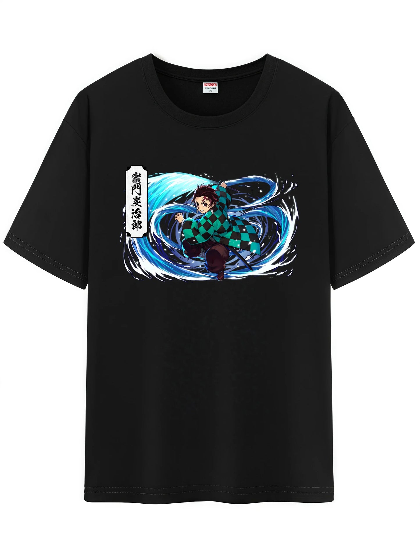 Unisex Japanese Anime Pattern T-Shirt,Demon Slayer Character Tanjirou Nezuko Graphic Short Sleeve Regular Fix Tee Shirt