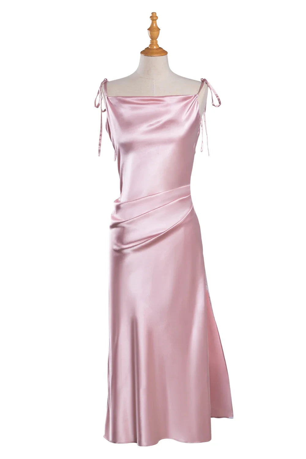 Spaghetti Straps Satin Silk Women Sheath Midi Bridesmaids Dress Champagne Mint Green Ankle-Length Wedding Party Formal Gowns