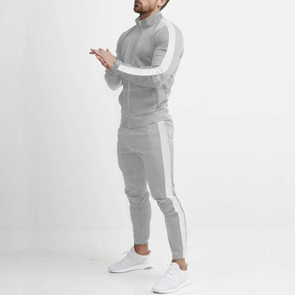 2025 autumn and winter new casual men's sports suits, color matching men's clothing, casual suits hooded trendy sports