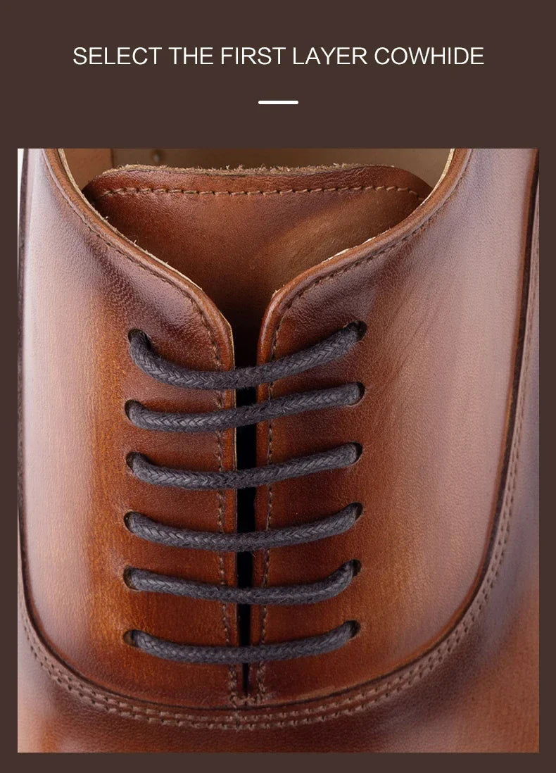 Men's Dress Shoes Handamde Leather Oxfords Shoe For Wedding Party Business Office Genuine Leather Formal Office Shoe