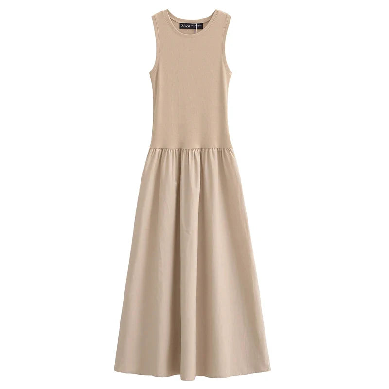 Dresses 2025 Woman Sleeveless Black Long Dress Women Bodycon Summer Solid Dresses One Pieces Midi Casual Dresses