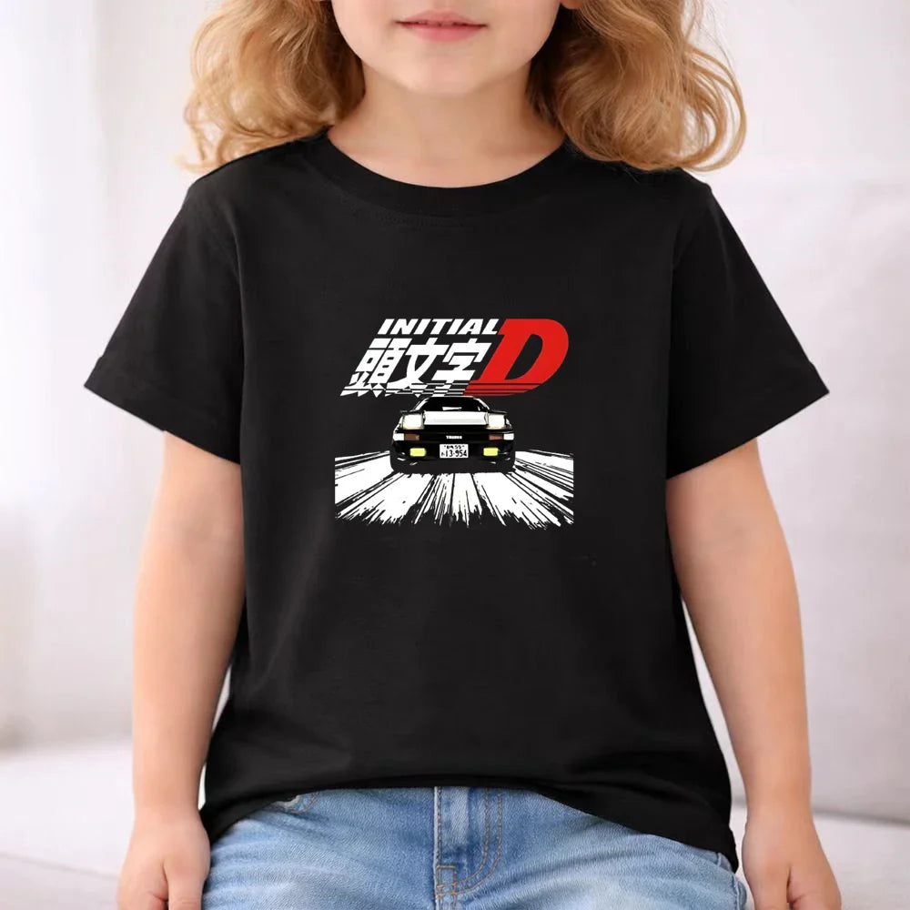 Children T-shirt+Shorts Japanese manga racing car Fashion Print Boy Girl Toddler 3-12Yrs Short-Sleeved Set refreshing Summer