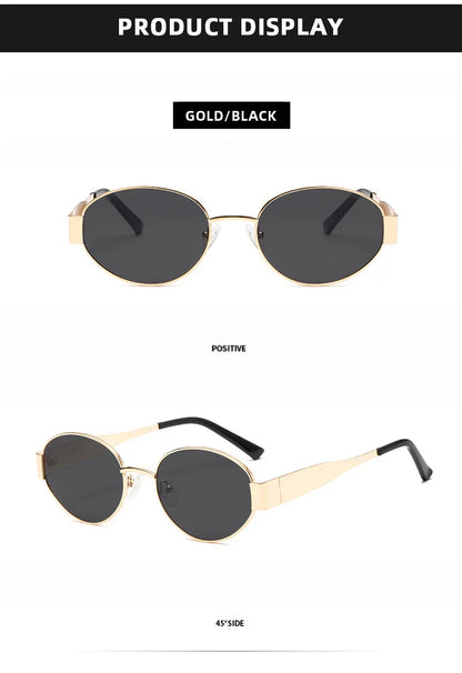 Luxury Small Oval Sunglasses Men Women Brand Design Metal Round Sun Glasses Classic Reto Casual Driving Shades