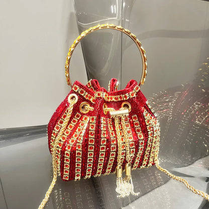 luxury Designer purses and handbags bags for women bucket clutch purse evening banquet bag Crystal rhinestone shoulder bag