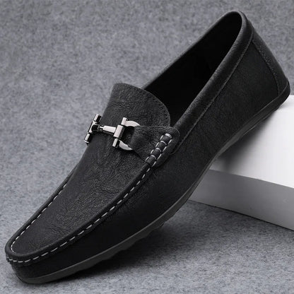 Men's shoes large size simple men's lazy casual shoes for men's black light driving loafers men's shoes leather shoes