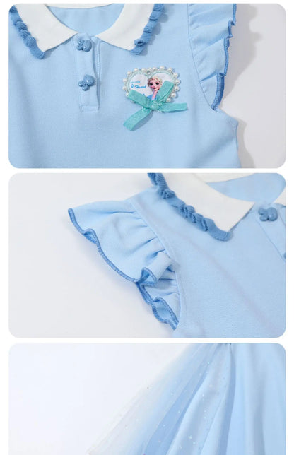 Girls Summer Princess Style Polo Dress Kids Casual Short Sleeve Lapel A-Line Dress Toddler Baby Girls Party Holiday