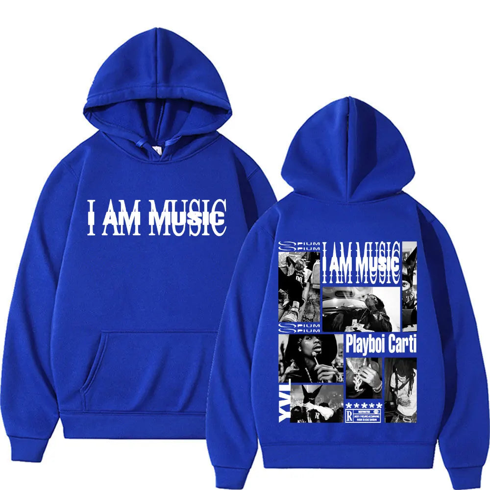 Rapper Playboi Carti I AM MUSIC Album Logo Hooded Men Fashion Gothic Hip Hop Street Sweatshirt Male Casual Fleece Comfort Hoodie