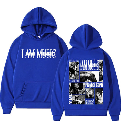 Rapper Playboi Carti I AM MUSIC Album Logo Hooded Men Fashion Gothic Hip Hop Street Sweatshirt Male Casual Fleece Comfort Hoodie