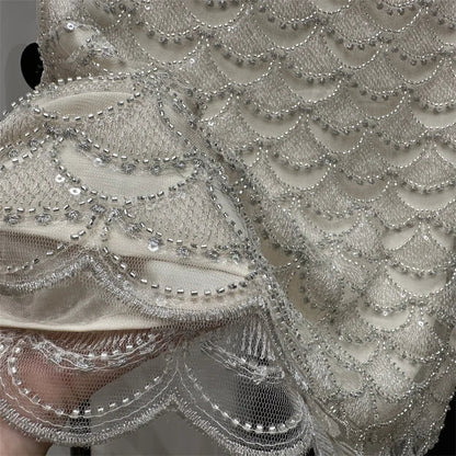 Bling Bling Sequined Tanks Tops Women Fashion Heavy Industry Double-sided Beaded Vest Vacation Leisure Beaded  Chiffon Top