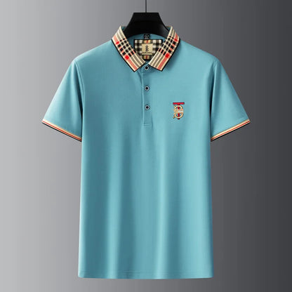 Fashion designer brand short sleeve men's polo shirt new lapel top high-end embroidery summer breathable casual Paul T-shirt