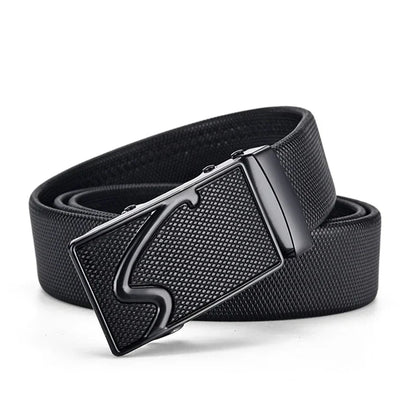Men's leather belt with automatic buckle, Korean version trendy and casual middle-aged and young business leather pants belt