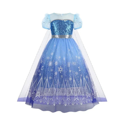 Girls Frozen 2 Elsa Anna Princess Mesh Sequin Clothes Kids Cosplay Snow Queen Costumes Carnival Birthday Party Elsa Gowns
