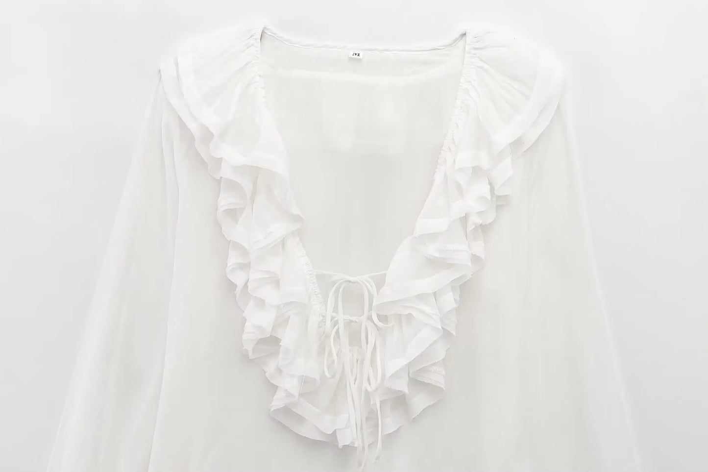 Women Fashion Long Sleeve V Neck Tierred Ruffles Loose Blouse Female Solid Color Casual Shirts Blusas Chic Tops LS6317