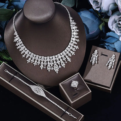 Cubic Zirconia Bridal Wedding Jewelry Set Bridal 4-piece Set Women's Jewelry Set Jewelry Brand Reproduction